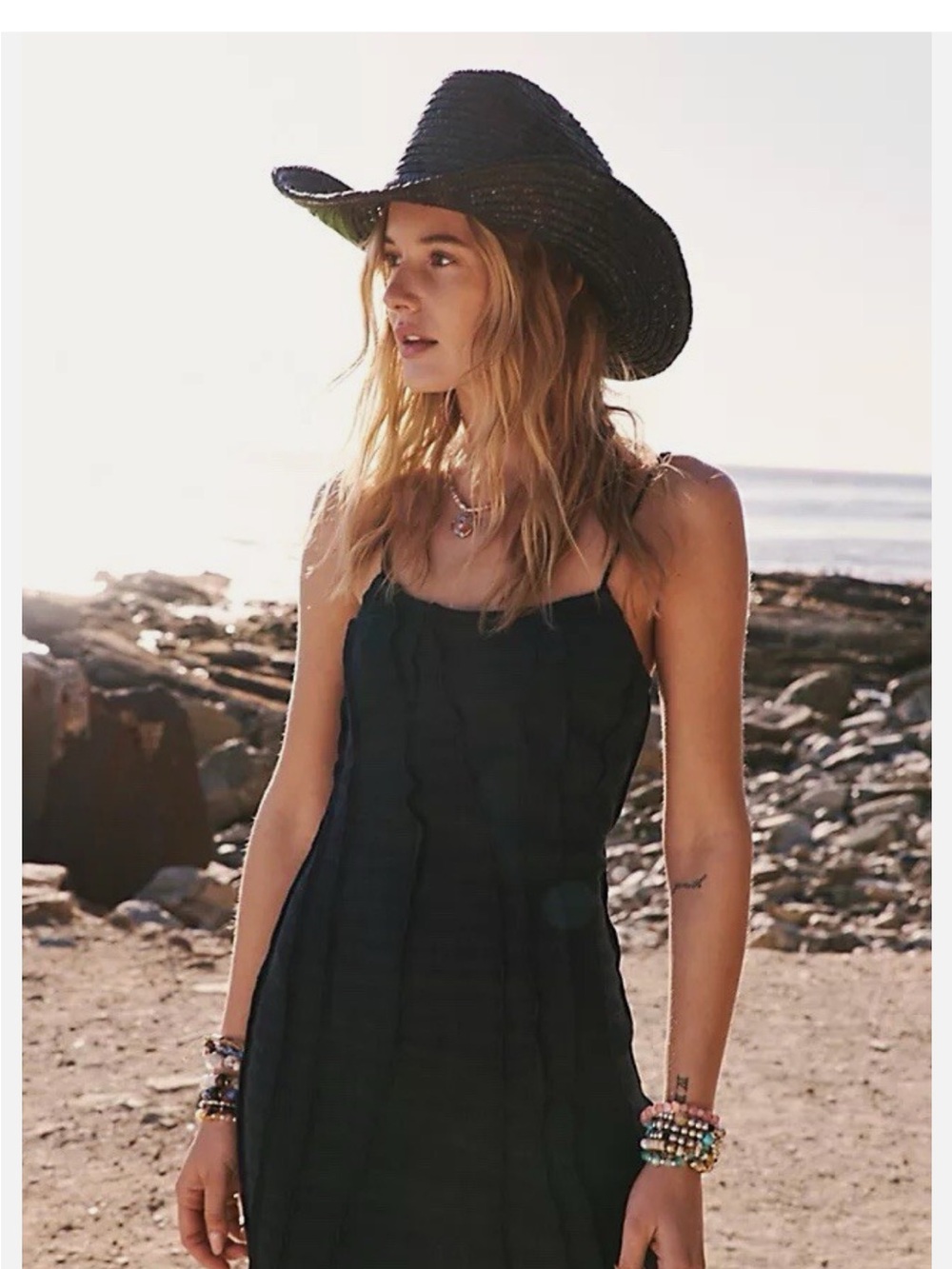 Free People Black Mini textured Dress